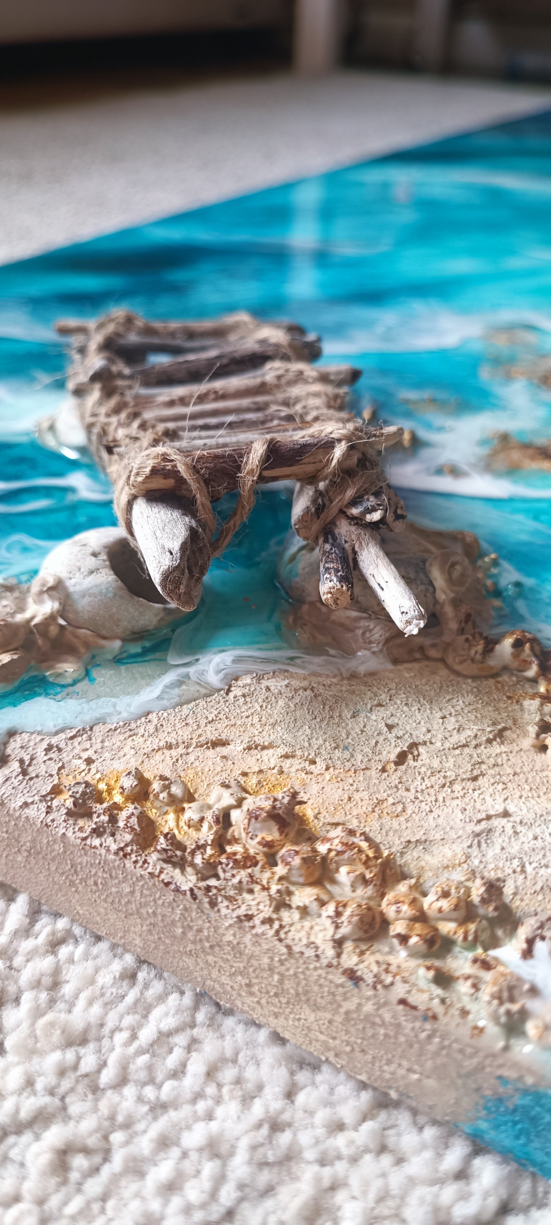 Quadri in Resin Art, spiaggia 3d , su pannello, varie misure. WAVES ART