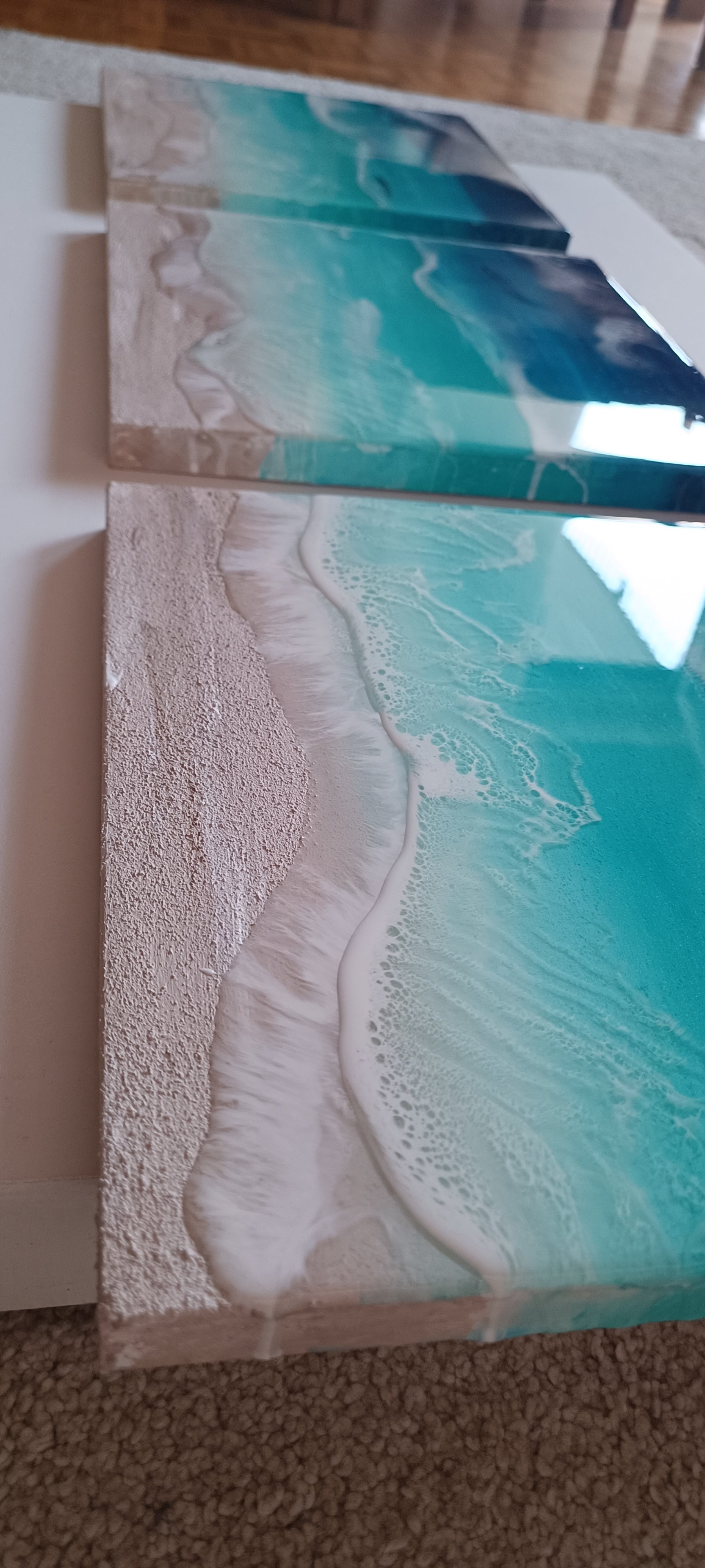 Quadri in Resin Art, spiaggia 3d , su pannello, varie misure. WAVES ART