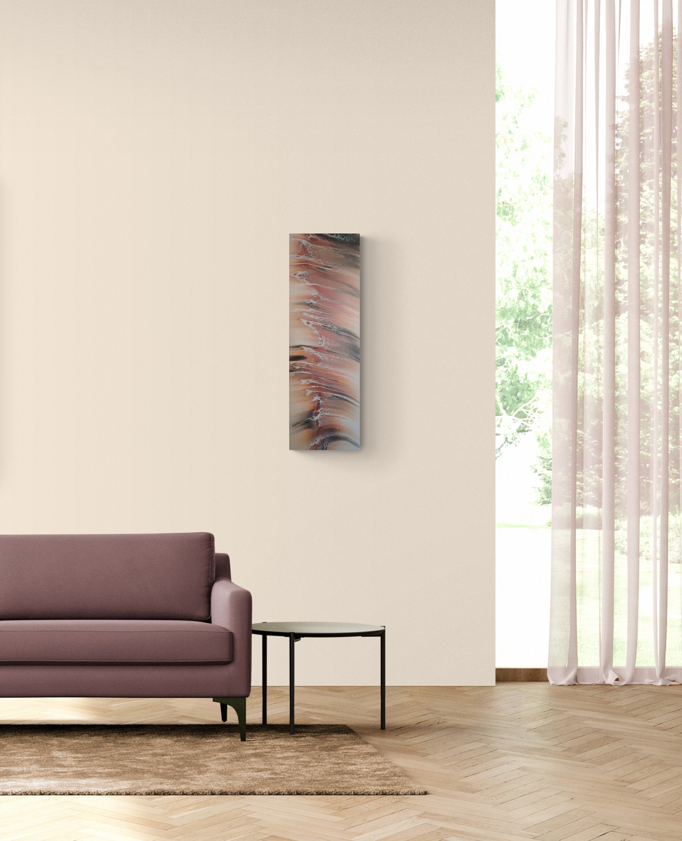 Quadro su tela 3D in acrilico "Scie in rosa" 30x90x4,5cm - Fluidartlab