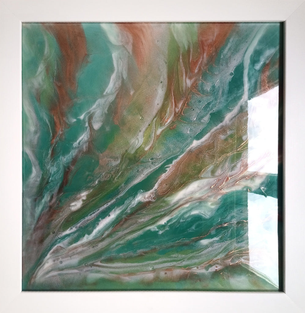 Quadro in Resin Art, incorniciato "Vento tra le spighe" 57x55cm - Fluidartlab Crincoli