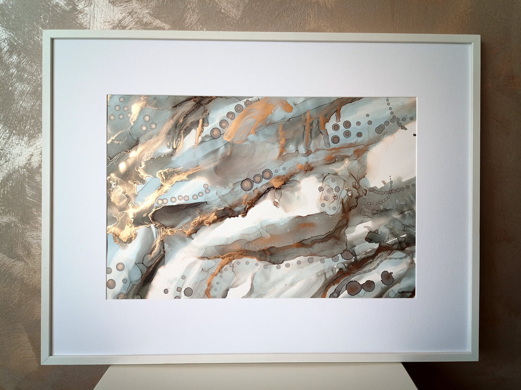 Quadro in Alcohol Ink incorniciato "Canyon" 62x82cm - Fluidartlab