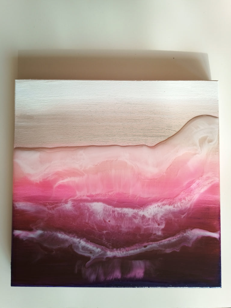 Quadro in Resin Art "Spiaggia effetto onde 3d" 20x20cm - Fluidartlab