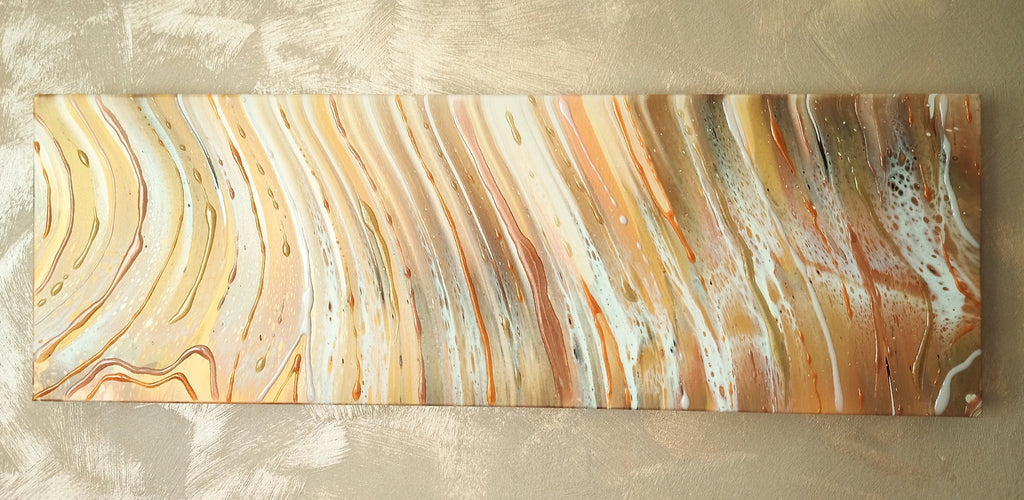 Quadro su tela 3D in acrilico e resina "Crème Caramel" 30x90x4,5cm - Fluidartlab